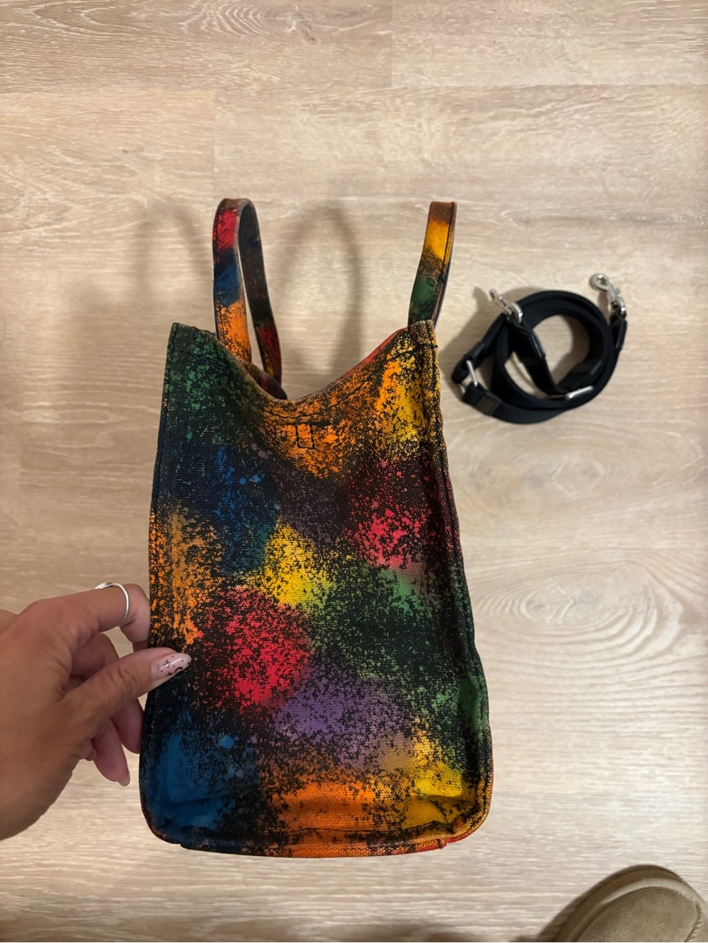Medium Marc Jacobs Customized The Tote Bag 🌈 Rainbow Splatter - Picture 5 of 10